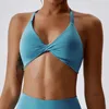 Completo da yoga NCLAGEN Reggiseno sportivo da donna Halther Supporto medio Impatto Parte posteriore scollata Top fitness Allenamento in palestra Bikini imbottito con volant ad asciugatura rapida