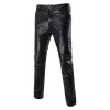 Pants Gold Silver Metallic Man Slim Pants Night Club Hip Hop Stage Dance Pants Men Party Sing Fashion Fit Straight Leg Byxor