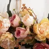 Dekorativa blommor Simulering Garland Dörrdekoration Artificiell Silk Peony Flower Wreath Wedding Window Layout