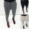 Homens terno calças hombre pantalones outono estiramento magro calças formais para homens moda casual listra vestido calças roupas masculinas 240222