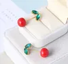 Stud Earrings CSxjd High Quality Luxury Personality Simple And Stylish Green Zircon Gold Color Cherry Hang