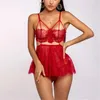 Women's Sleepwear Sexy Lingerie Transparent Lace Net Yarn Sling Pajamas Jumpsuit Uniform Seductive Set Flirting