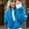 Damesjassen Fleece sweatshirts Pullover met halve rits Lange mouwen Oversized workout Crop Tops met Pockect-hoodies Lamswollen jassen Dames