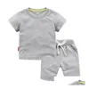 Kläder sätter sommarvarumärke babykläder passar barn mode pojkar flickor tecknad t-shirt shorts 2 st/set småbarn casual dr dhqpo