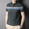 Men's Polos Top Grade 95% Cotton Brand Designer Trendy Polo Shirt Men Summer Design Striped Short Sleeve Casual Fashions Clothes