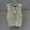 Springsummer New Full Bead Panel Sticked Vneck Top