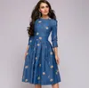 Hot Koop Capucines Elegante Vintage Dot Printing A-lijn Vrouwen Zomer Mouwloze O-hals Mid-Kalf Casual Jurk Vrouwelijke Vestidos