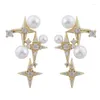 Studörhängen norr om Starlight French Retro Pearl Female Summer Six Pointed Star Forest Super Fairy Cold Wind Bead