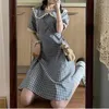カジュアルドレス半袖ドレス女性エレガントな大学の若い女性素敵な格子縞のサマーストリートウェアハラジュクファッション韓国スタイル居心地