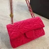 Automne Hiver 2023 Femmes Camellia Double Flap Designer Sac Velours Fleur Matelassé Portefeuille Matériel Chaîne Épaule Bandoulière Sac Multi214c