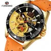 رجال الموضة غير الرسمية Hublo Watch Automatic Mechanical Reloj Hombre Top Leather Watches Forsining Wristwatches340n