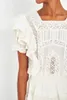 Robes de soirée Canwedance Boho robe de plage à volants dentelle superposée romantique blanc mini a-ligne coton robes de vacances Mujer évider robes