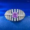 Bagues de cluster SpringLady 925 Sterling Silver 5 mm Princesse Coupe Améthyste Haute Carbone Diamant Gems Fine Bijoux Bague Pour Femmes