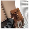 Fall and Winter Retro Fashion Tassel Bag Leather Velvet Texture Commuter Single Shoulder Bag Crossbody Women's Bag 022424a