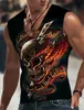 Men's Tank Tops Vintage Mens 3D Printed Sleeveless Sports Vest Vacation Hell Skull Fitness T-Shirt Crew Neck Shirt Four Seasons Clothing S-5XlL2402