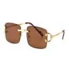 Nouveau mode carré pilote lunettes de soleil sans monture hommes femmes super léger alliage de métal montures d'or sport hommes lunettes de soleil avec boîte UV4002636