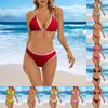 Women's Swimwear Fashion Sexy Color Block Bikini Swimsuit Set With Padded Pads For Women High Waited Bottom