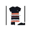 Dopasowanie rodzinne Dato mama chłopcy ubrania dziewcząt letnie ojciec syn Syn Striped Tshirt Shorts Set Mother and Córka sukienki 2306 DH36J