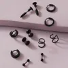 Stud Earrings Goth Unusual Man For Teens Fashion Stainless Steel Cool Stuff Punk Gothic Style Men's Hoop Black Grange312h