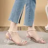 Sandalen Modestijl voor Dames Zomer Parellijn met Kristallen Hoge Hakken Slides