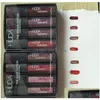 Lip Gloss 4pcs Matte و Strobe Mini Lips ضبط الإصدار البني فينوس بومبشيل