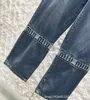 Springsummer New Splicing Letter Embroidery Denim Pants with Yeast Stone Grinding and Bleaching Technology Design