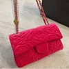 Fall Winter 2023 Womens Camellia Double Flap Designer Bag Velvet Flower Quilted Wallet Hardware Chain Shoulder Crossbody Sac Multi214c