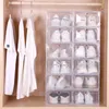 6pcs/Set Fold Plastic Shoes Case Thickened Transparent Drawer Case Plastic Shoe Boxes Stackable Box Shoe Organizer Shoebox 240219