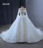 Robe de mariée élégante robe de bal de mariage longue queue col haut brillant SM231126