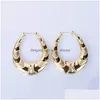 Hoop & Huggie Whole- Gold Large Big Metal Circle Bamboo Hoop Earrings For Women Jewelry Fashion Hip Hop Exaggerate Earring283Y Drop D Dhdks