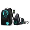 Schulrucksack für Jungen und Mädchen, Anime-Cartoon, leuchtende Kindertaschen, Diebstahlsicherung, Büchertasche, Tagesrucksack, Schulterrucksack, Laptoptasche 240219