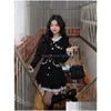 Basic Casual Jurken Winter Riem Vintage Lolita Mini Jurk Vrouwen Kawaii Een Stuk Femalework Koreaanse Elegante Partij 2023 Drop Delive Dhil9