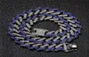 Fashion Iced Prong Cuban Link Chains Necklaces 13mm MutilColored Blue Black Rhinestones Hip Hop Jewelry Mens Drop 8368685