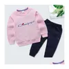 Set di abbigliamento 1-13 anni Set di vestiti per bambini per bambini Set di marchi di moda Logo Stampa Top a maniche lunghe con pantaloni Bambini Baby Autumn Outfit Dh23H