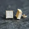 2020 Studörarsmän Big Bling Ear Smycken 3 Färger Skruva tillbaka Micro Pave CZ Earring för Men1247R