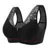 Bras Soft Cotton Cup Front Zipper Middle-aged Women's Underwear Breathable Non-steel Ring Undershirt Lace Large Size Bra