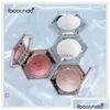 Bronzeurs Surligneurs Single Diamond Face Studio Master Chrome Metallic Highlighter Palette de maquillage avec texture de poudre humide Hexagon Dhnbu