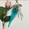 Porte-clés de voiture attrape-rêves, pendentif pompon plume, sac de paume Turquoise