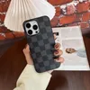 iPhone 15 Pro Max Designer Phone Case For Apple 14 13 12 11 XS XR 8 7 Plus Pu Leather Leather Floral Checkerboard Print Cover Cover Coque Fundas Black Big Flower