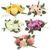 Guirlande de fleurs décoratives, 5 pièces, chandelier artificiel, ornement de Table, anneaux de saint-valentin, couronnes de fleurs d'hiver