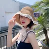 Summer Sun Hat Kvinnor Damer Lace Ribbon Holiday Beach Straw Paper Lady Out Door Travel Leisure Cap Bucket Foldbar 240219