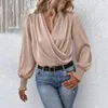 Blouses pour femmes Super doux femmes haut élégant col en v lanterne manches élégant vacances décontracté Chic chemise pour la fête de banlieue