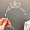 Hårtillbehör Elegant silverhuvudbonad Lovely Crystal Pearl Sweet Large Headwear Children's Comb Korean Style Crown Tiara