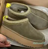 2024 مصمم نساء Tazz Slippers Tasman Fur Slides الكلاسيكية الخردل بذور فائقة منصة Mini Boot Slip-on