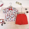 Conjuntos de roupas Ceeniu 0-5Y Crianças Meninos Natal Outfit Xmas Imprimir Camisas Shorts Vermelhos para Crianças Ano Traje Roupas