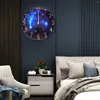 Wall Clocks Modern Clock 12 Inch Silent Battery Operated Round Quartz Tempered Glass Galaxy Diamond Hanging Watch