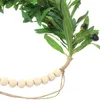 Decorative Flowers Plant Artificial Garland Wall Hanging Wooden Beads Decor Wedding Home Wreath Decoration