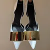 2024 New Designer High Heels for Women Pointed Toe Silk PVC Metal Sheet Pumps Fashion Luxury Versatile Dress Shoes EU35-41