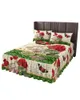 Bed Skirt Antique Plant Red Flower Butterfly Elastic Fitted Bedspread With Pillowcases Mattress Cover Bedding Set Sheet