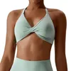 Completo da yoga NCLAGEN Reggiseno sportivo da donna Halther Supporto medio Impatto Parte posteriore scollata Top fitness Allenamento in palestra Bikini imbottito con volant ad asciugatura rapida